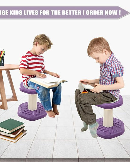 Active Chairs Kids Preschool Wobble Stool - Alternative Flexible Seating Balance Wiggle Stool for Classroom,Preschool,Kindergarten&Elementary School,Active Sensory Chairs,Ages3-8,Purple(14in) - LeafyLoom