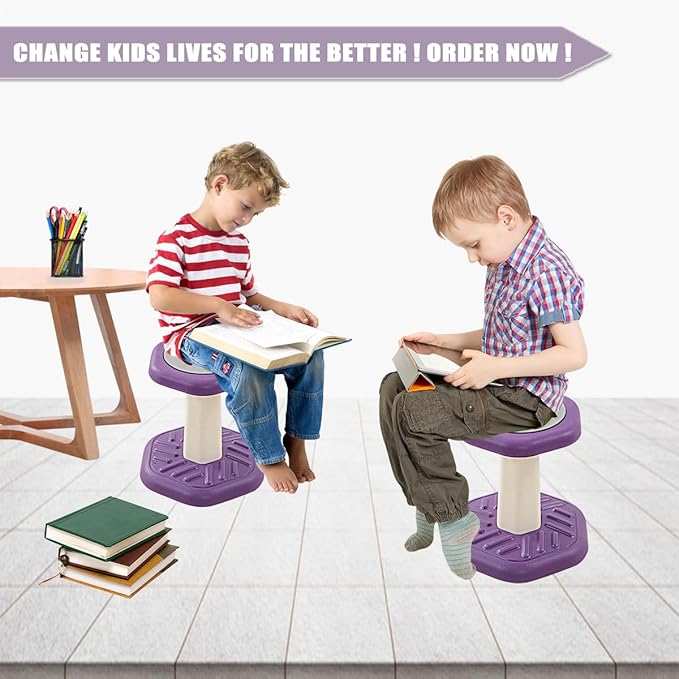 Active Chairs Kids Preschool Wobble Stool - Alternative Flexible Seating Balance Wiggle Stool for Classroom,Preschool,Kindergarten&Elementary School,Active Sensory Chairs,Ages3-8,Purple(14in) - LeafyLoom