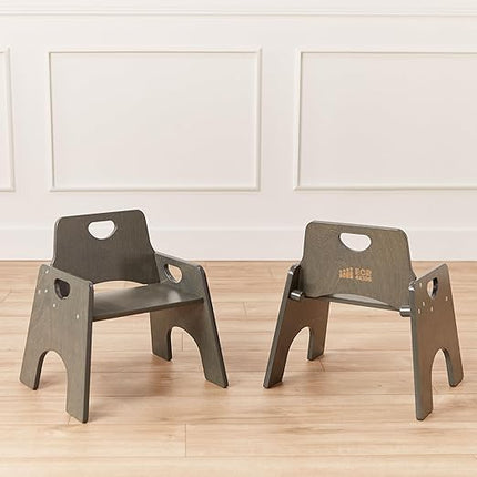 ECR4Kids Stackable Wooden Toddler Chair, 10in, Kids Furniture, Grey Wash, 2-Pack - LeafyLoom