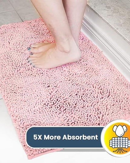 Muddy Mat® Original Dog Door Mat for Muddy Paws, Super Absorbent Microfiber, Non-Slip Washable Pet Rug, Quick Dry Chenille Entryway Carpet, Machine Washable Indoor Outdoor mat, Pink 24"x60" MuddyMat