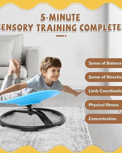 Zhenx Spinning Chair for Kids, Autism Kids Swivel Chair, Kids Sensory Chair, Spinning Chair for Autistic Kids & ADHD Children, Sit and Spin Training Body Coordination(Blue) - LeafyLoom