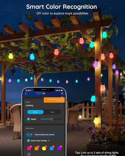 Govee Smart Outdoor String Lights H7020, RGBIC Warm White 48ft LED Bulbs for Outdoor Decor, WiFi Patio Lights Work with Alexa, Google Assistant, APP Control, IP65 Waterproof Govee