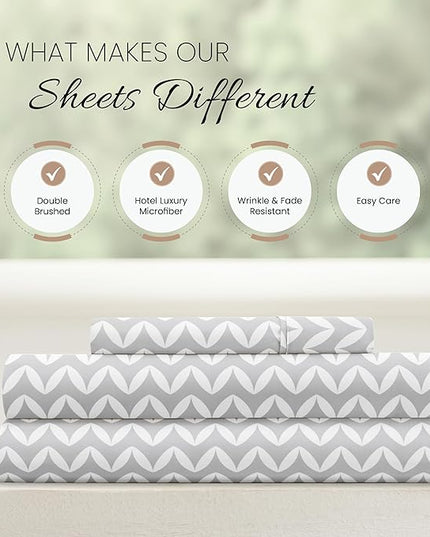 Linen Market 3 Piece Twin Bedding Sheet Set (Gray Chevron) - Sleep Better Than Ever with These Ultra-Soft & Cooling Bed Sheets for Your Twin Size Bed - Deep Pocket Fits 16" Mattress - LeafyLoom