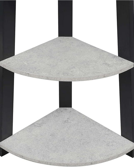 Convenience Concepts Newport 5-Tier Corner Bookcase, Faux Cement/Black - LeafyLoom