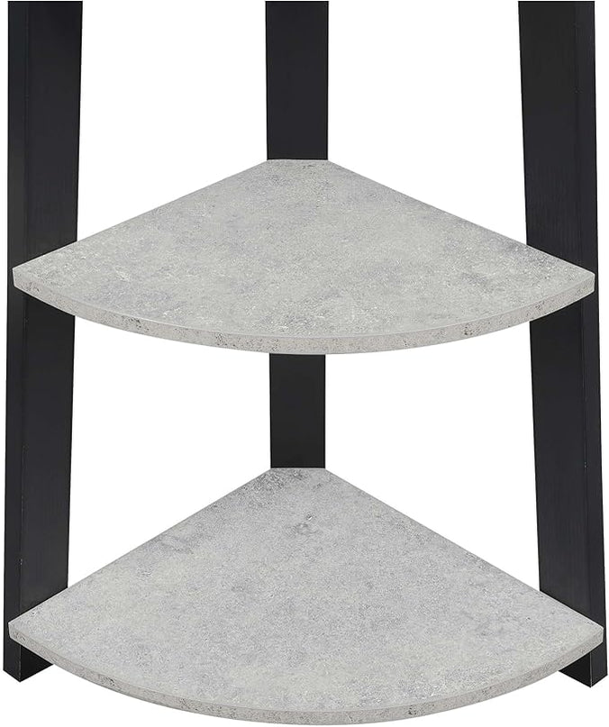 Convenience Concepts Newport 5-Tier Corner Bookcase, Faux Cement/Black - LeafyLoom