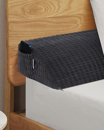 idee-home Bed Wedge Pillow for Headboard, Bed Gap Filler Foam Bolster Mattress Wedge Shaped Bed Noodle for Sleeping, Close The Gap (0-6") Between Headboard and Mattress (Grey Queen 60"x10"x5") - LeafyLoom