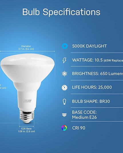 Feit Electric Smart BR30 Wifi Bulb, 5000K Daylight, 2.4GHz WIFI, No Hub Needed, Works with Alexa and Google Home Assistant, App Control, Dimmable, 65W Equivalent, Flood Light Smart Bulb, BR30/950CA/AG FeitElectricCompany