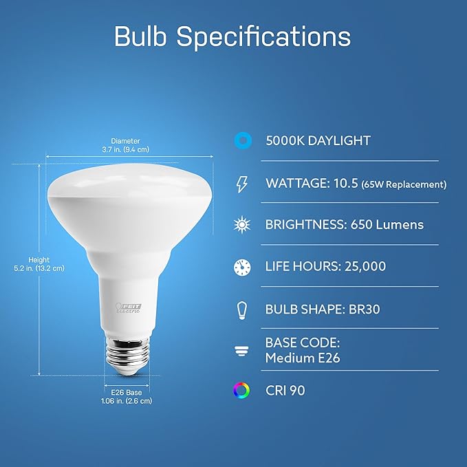 Feit Electric Smart BR30 Wifi Bulb, 5000K Daylight, 2.4GHz WIFI, No Hub Needed, Works with Alexa and Google Home Assistant, App Control, Dimmable, 65W Equivalent, Flood Light Smart Bulb, BR30/950CA/AG FeitElectricCompany