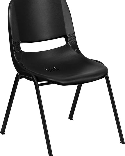 Flash Furniture HERCULES Series 440 lb. Capacity Kid's Black Ergonomic Shell Stack Chair with Black Frame and 12" Seat Height, Set of 1 - LeafyLoom
