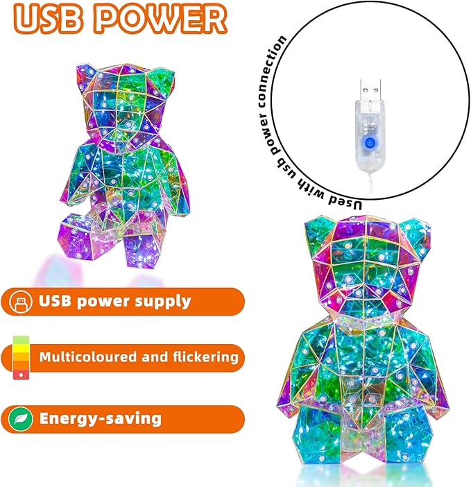 LED Bear Night Light,Glowing Bear Light Night Ligh for Her,Kids Presents Gift for Girlfriend Mom Kids Birthday Anniversary,Nursery Decor (Bear) - LeafyLoom