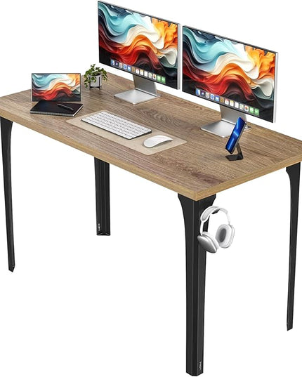 Home Office Computer Desk 47.2x23.6 inch gaming Desk, Modern and Minimalist home office desk, Home Office Desks, Study Desk, Craft table Black Metal Designed Frame, Natural Board color. - LeafyLoom