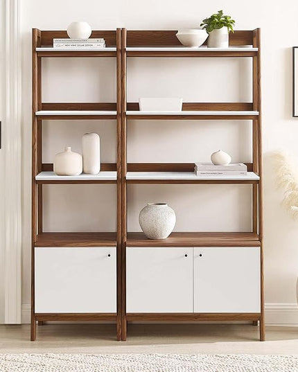 Modway Bookshelf Display Cases in Walnut White - Set of 2 - LeafyLoom