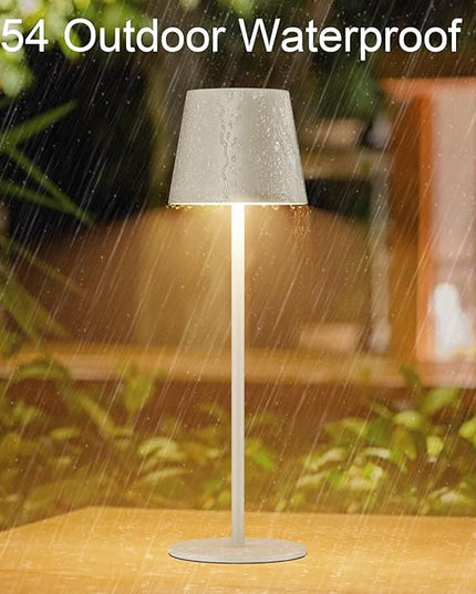2 Pack Dimmable Table Lamp 3000k Warm White, IP54 Wireless Bottle Lamp for Indoor and Outdoor, 5000 mAh Rechargeable Table Lamp for Family, Restaurant & Bar(Beige) - LeafyLoom