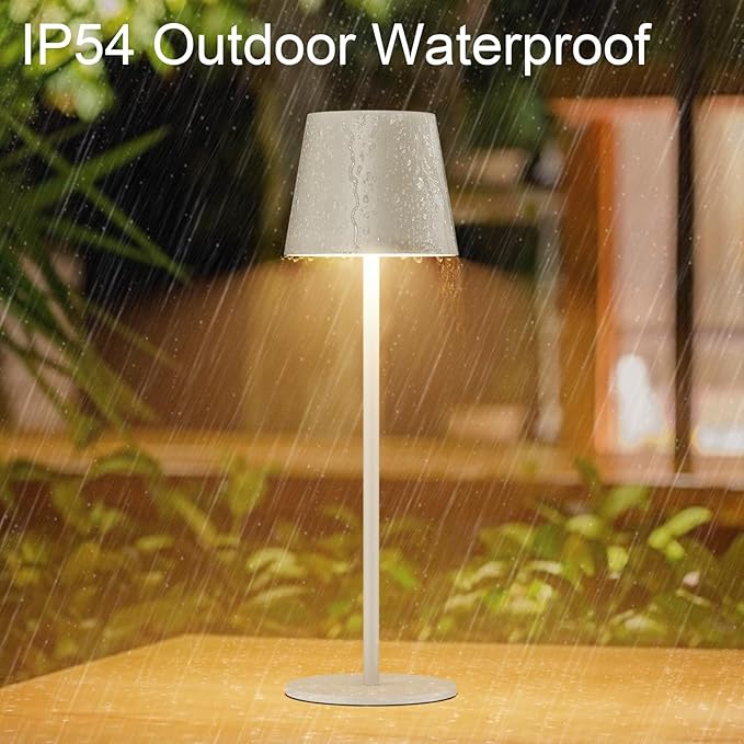 2 Pack Dimmable Table Lamp 3000k Warm White, IP54 Wireless Bottle Lamp for Indoor and Outdoor, 5000 mAh Rechargeable Table Lamp for Family, Restaurant & Bar(Beige) - LeafyLoom