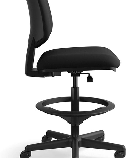 HON Volt Armless Task Seating, Stool, Black Fabric Stool - LeafyLoom