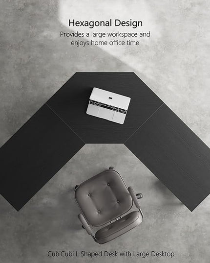 BANTI L Shaped Desk with Shleves, 60" Large Corner Desk with Two Storage, Space Saving, Easy to Assemble, Black - LeafyLoom