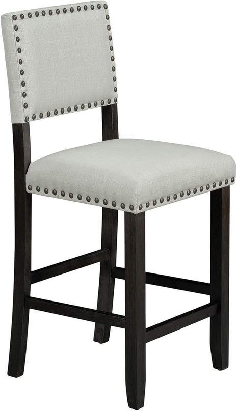 Kitchen 5-Piece Counter Height Dining Set, Classic Elegant Table and 4 Chairs in Espresso and Beige - LeafyLoom