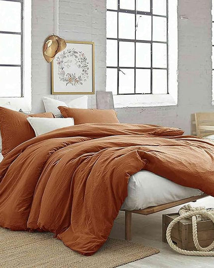 Burnt Orange California King Comforter Set, 3pc Aesthetic Modern Bedding Set Cal King Size, All Season Lightweight Cali King Microfiber Down Alternative Comforter with 2 Pillow Shams for Women Men - LeafyLoom