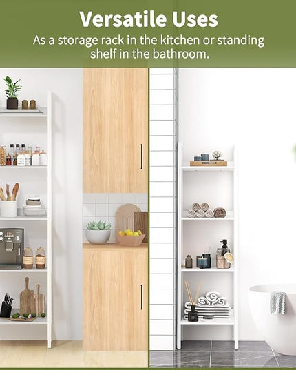 Yoobure Ladder Shelf, 4 Tier Tall Ladder Bookshelf Corner Shelf, Industrial Book Shelf Ladder Bookcase Narrow, Standing Storage Shelves Display Shelf for Bedroom Living Room Office Kitchen Bathroom - LeafyLoom