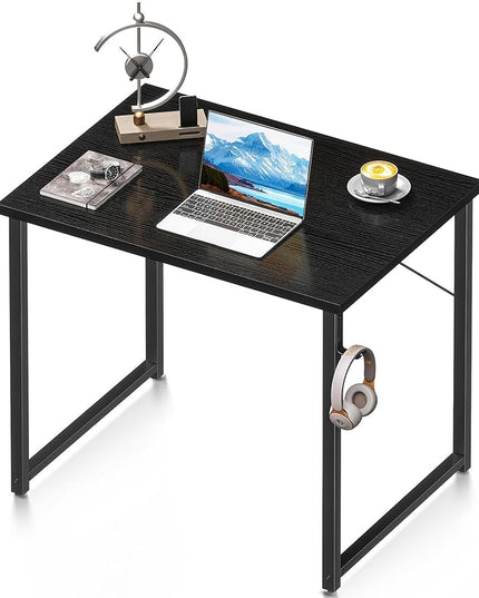 Coleshome 32 Inch Computer Desk, Modern Simple Style Desk for Home Office, Study Student Writing Desk, Black - LeafyLoom