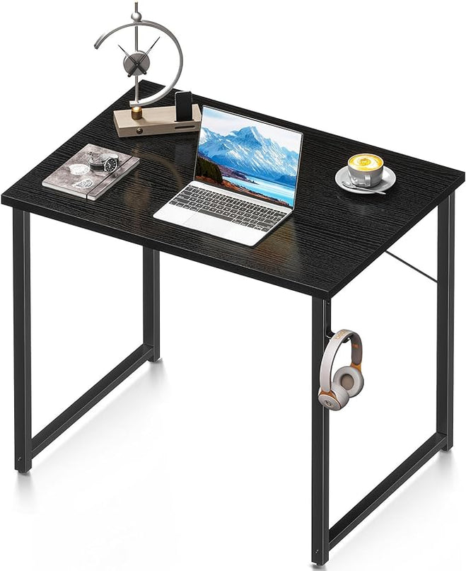 Coleshome 32 Inch Computer Desk, Modern Simple Style Desk for Home Office, Study Student Writing Desk, Black - LeafyLoom