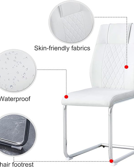 NicBex Haerin-SD-00311-LWJ Dining Chairs, 16"x19"x38", White and Silver - LeafyLoom