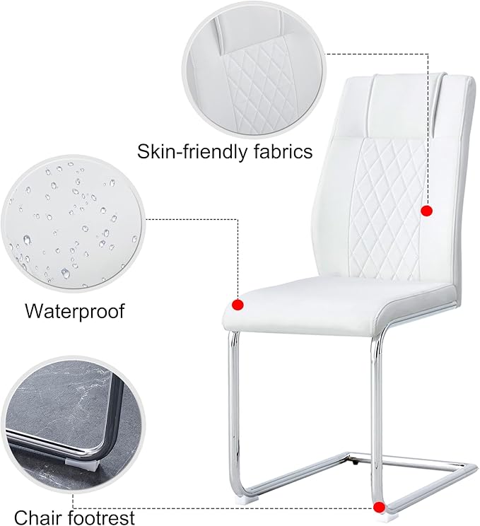 NicBex Haerin-SD-00311-LWJ Dining Chairs, 16"x19"x38", White and Silver - LeafyLoom