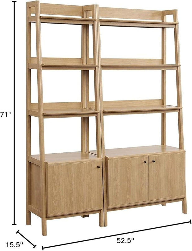 Modway Bookshelf Display Cases in Oak - Set of 2 - LeafyLoom