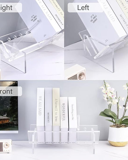 Sumerflos Acrylic Desktop Bookcase, Book Storage Organizer Bookshelves, Clear Mordern Tabletop Storage Rack for Office Home Shelf Display for Cd/Magazine/Book - Clear - LeafyLoom