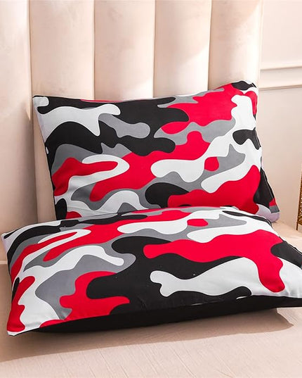 Meeting Story Camouflage Bedding Set, Colorful Pattern Style Comforter Set, 3 PCS One Comforter and Two Pillowcases in One Bag, All Season Bedspread for Boys Teens Adults (Black, Full) - LeafyLoom