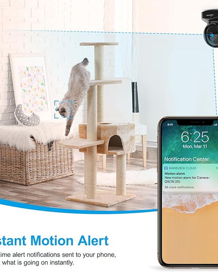 Wansview Security Camera, IP Camera 2K, WiFi Home Indoor Camera for Baby/Pet/Nanny, 2 Way Audio Night Vision, Works with Alexa, with TF Card Slot and Cloud Wansview