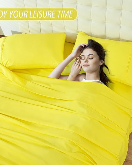 Whitney Home Textile Queen Sheet Set - 4 Piece Soft Breathable Bed Sheets for Queen Size Bed, Deep Pocket Lxuury Brushed Sheets, Hotel Bedding Sheets and Pillowcases, Wrinkle Free Oeko-Tex Sheets - LeafyLoom