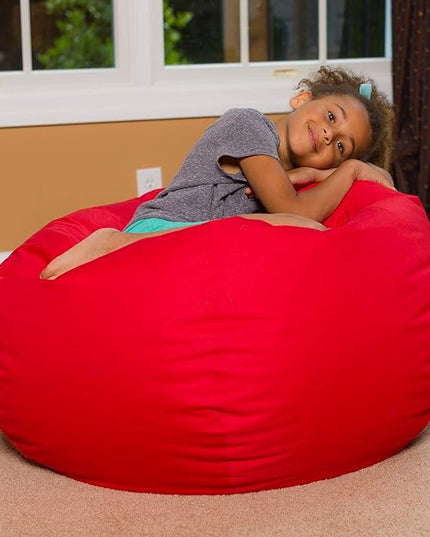 Posh Creations Bean Bag Chair for Kids, Teens, and Adults Includes Removable and Machine Washable Cover, Solid Red, 38in - Large - LeafyLoom