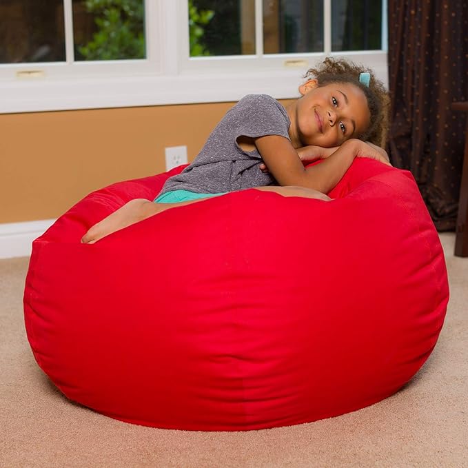 Posh Creations Bean Bag Chair for Kids, Teens, and Adults Includes Removable and Machine Washable Cover, Solid Red, 38in - Large - LeafyLoom