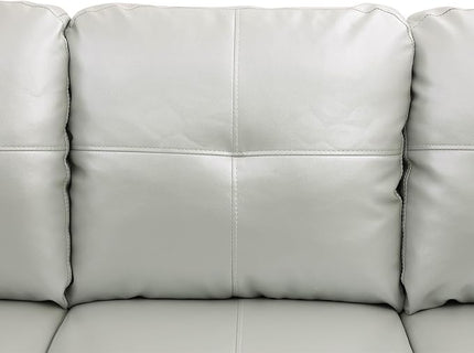 3-Piece L-Shaped Sectional Couches Lounge & Storage, 97.5'' Linen Modular Living Room Home Office, 3pcs 97'' Sofa+66.5'' Chaise+28.5'' Ottoman(Right), Silver Green Faux Leather - LeafyLoom