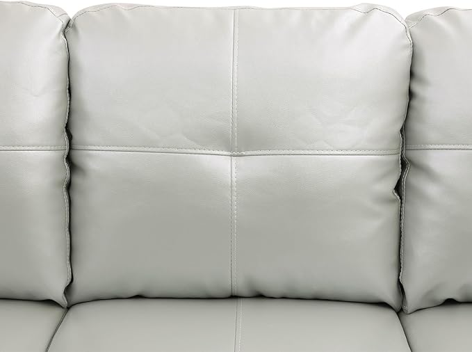 3-Piece L-Shaped Sectional Couches Lounge & Storage, 97.5'' Linen Modular Living Room Home Office, 3pcs 97'' Sofa+66.5'' Chaise+28.5'' Ottoman(Right), Silver Green Faux Leather - LeafyLoom