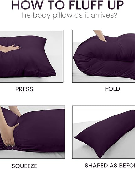 Utopia Bedding Full Body Pillow for Adults (Purple, 20 x 54 Inch, Pack of 06) Long Pillow for Sleeping, Large Pillow Insert for Side Sleepers - LeafyLoom