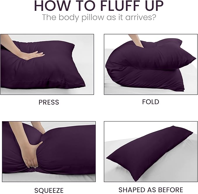 Utopia Bedding Full Body Pillow for Adults (Purple, 20 x 54 Inch), Long Pillow for Sleeping, Large Pillow Insert for Side Sleepers - LeafyLoom