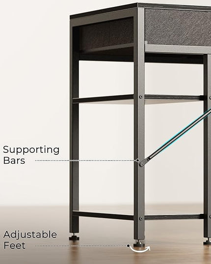 Computer Desk with 6 Drawers, 47 Inch Office Desk with Shelves, Reversible Gaming Desk, Corner Desk with Storage, Work Desk for Home Office, Study, Living Room, Black - LeafyLoom