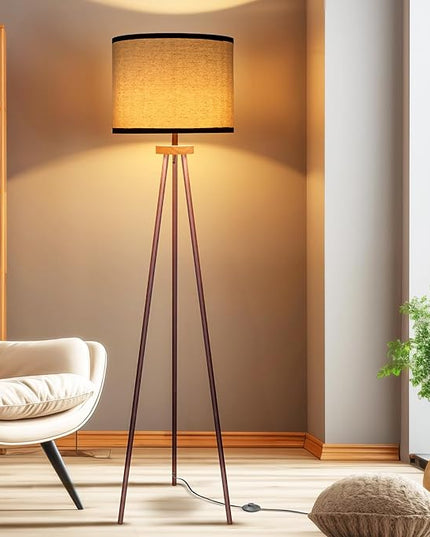 Tripod Floor Lamp, Mid Century Standing Lamp, Modern Design Studying Light for Living Room, Bedroom, Study Room and Office - LeafyLoom