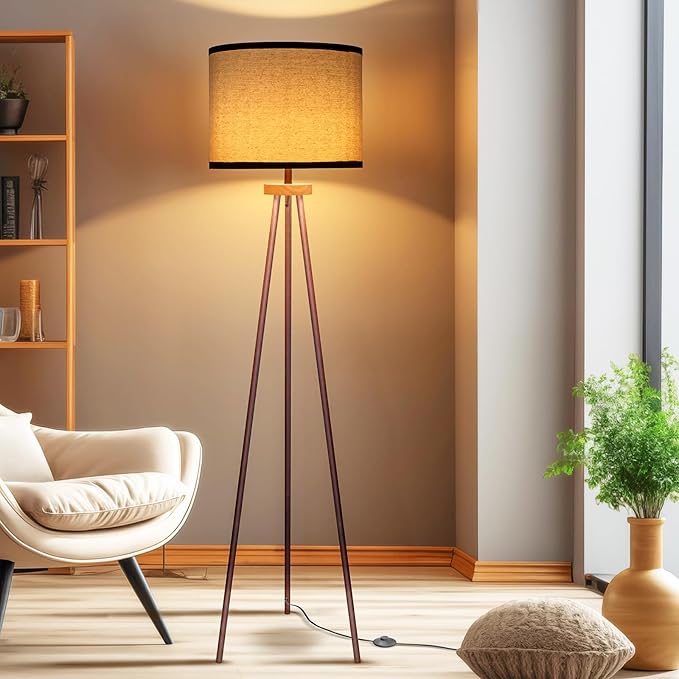 Tripod Floor Lamp, Mid Century Standing Lamp, Modern Design Studying Light for Living Room, Bedroom, Study Room and Office - LeafyLoom