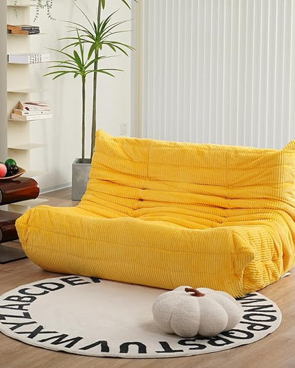 N&V Fireside Loveseat, Mid Century Armless Twin Size Floor Sofa, Soft Premium Corduroy Floor Lounge Chair, Foam Sofa Accent Chair for Living Room Bedroom and Office, Tuscany - LeafyLoom