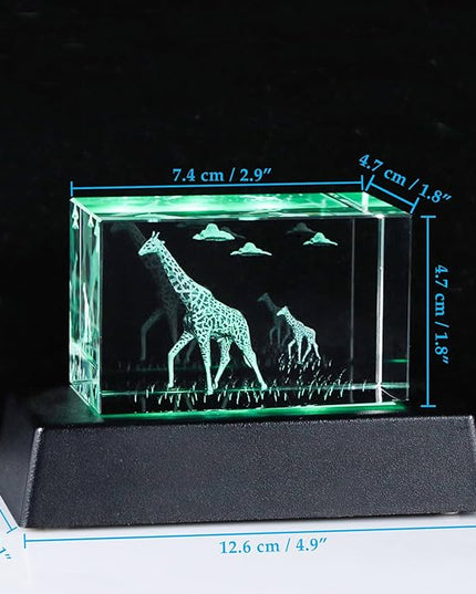 Qianwei Giraffe Gifts for Giraffe Lovers, Giraffe Decor Figurine Statue Stuff 3D Crystal Gifts Paperweight Birthday for Best Friend Kids Keepsake&Paperweight - LeafyLoom