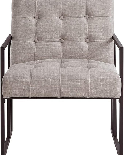 24KF Mid-Century Linen Color Button Tufted Accent Chair with Metal Stand, Decorative Furniture Chairs for Living Room Bedroom - Linen - LeafyLoom