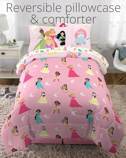 Franco Disney Princess Kids Bedding Super Soft Comforter and Sheet Set with Sham, 7 Piece Queen Size, (Officially Licensed Product) - LeafyLoom