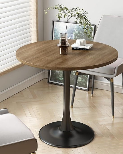 Wood Round Table Modern Dining Table Tulip Round Kitchen Table Wooden Mid Century Coffee Table for Living Room 31.5 inch - LeafyLoom
