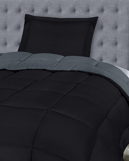 Utopia Bedding Twin Comforter Set Kids with 1 Pillow Sham, Bedding Comforter Sets, Down Alternative Reversible Black/Grey Comforter, Soft and Comfortable, Machine Washable (Pack of 6) - LeafyLoom