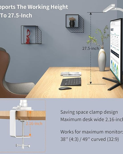 EppieBasic LED Desk Lamp, 24W Architect Clamp Task Table Lamp, Office Desk Lamp Super Bright Extra Wide Area Drafting Work Light,6 Color Modes and Stepless Dimming for Workbench, Reading, Monitor - LeafyLoom