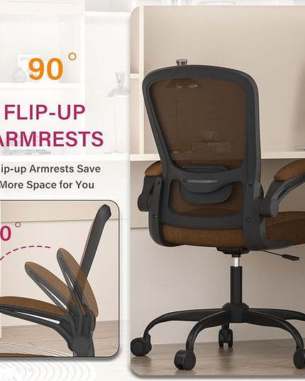 Office Chair, Ergonomic Desk Chair with Adjustable Lumbar Support, High Back Mesh Computer Chair with Flip-up Armrests-BIFMA Passed Task Chairs, Executive Chair for Home Office - LeafyLoom
