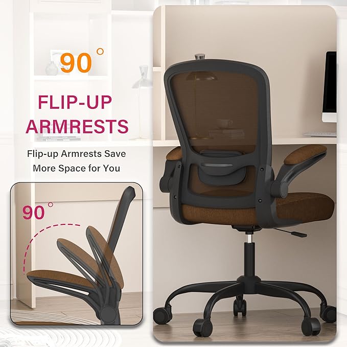 Office Chair, Ergonomic Desk Chair with Adjustable Lumbar Support, High Back Mesh Computer Chair with Flip-up Armrests-BIFMA Passed Task Chairs, Executive Chair for Home Office - LeafyLoom